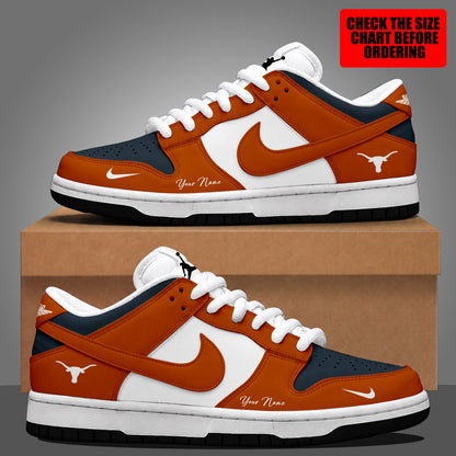 [FAN FAVORITE] NEW CUSTOMIZED NCAA MAM08 TXL TEXAS LONGHORNS STRAPPY DUNK LOW SHOES