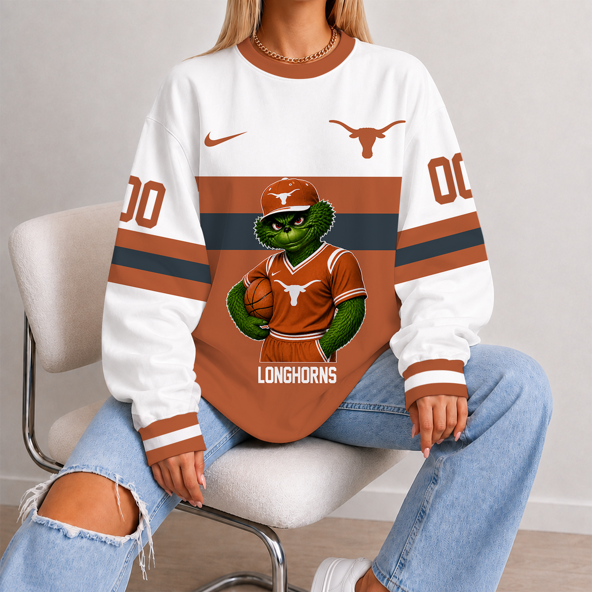 [FAN FAVORITE] NEW CUSTOMIZED NCAA MAM08 TXL TEXAS LONGHORNS STRAPPY UNISEX SWEATSHIRT