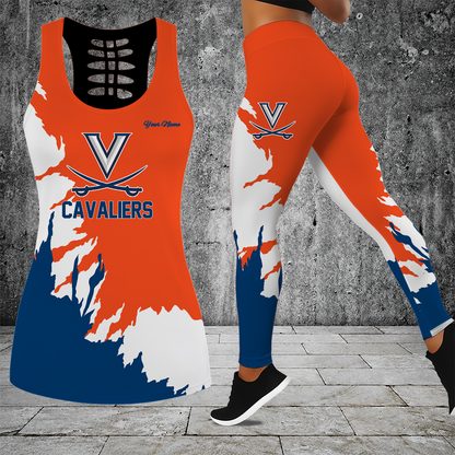[FAN FAVORITE] NEW CUSTOMIZED NCAA CFH08 VIC VIRGINIA CAVALIERS HOLLOW TANK TOP & LEGGINGS SET