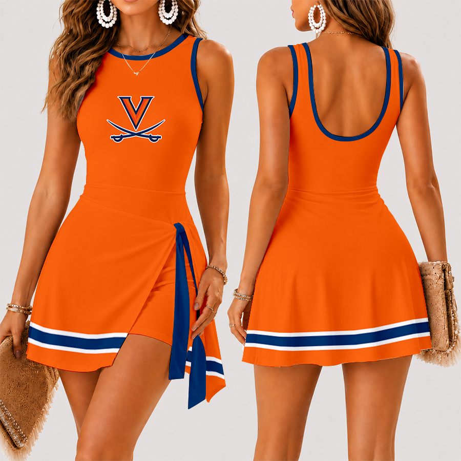 [FAN FAVORITE] NEW CUSTOMIZED NCAA CFH08 VIC VIRGINIA CAVALIERS WOMEN'S SUMMER SKORT DRESS