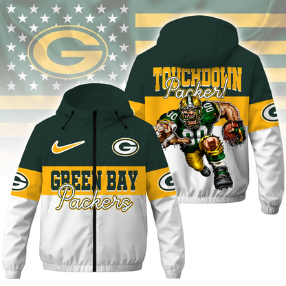 [SPECIAL OFFER] NEW CUSTOMIZED NFL08 GBP GREEN BAY PACKERS WINDBREAKER JACKET