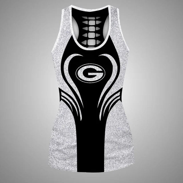[SPECIAL OFFER] NEW CUSTOMIZED NFL08 GBP GREEN BAY PACKERS HOLLOW TANK TOP & LEGGINGS SET