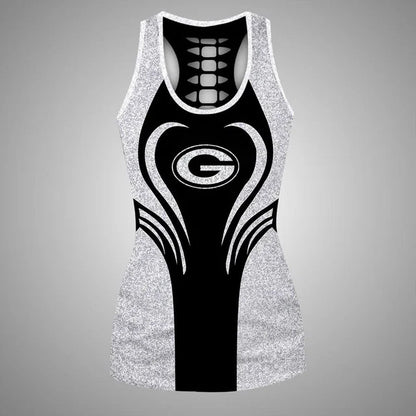 [SPECIAL OFFER] NEW CUSTOMIZED NFL08 GBP GREEN BAY PACKERS HOLLOW TANK TOP & LEGGINGS SET