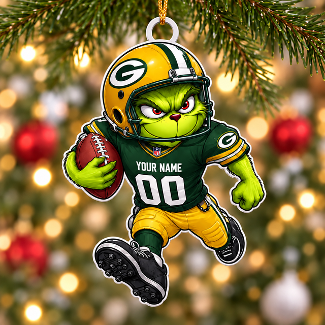 [SPECIAL OFFER] NEW CUSTOMIZED NFL08 GBP GREEN BAY PACKERS CHRISTMAS ACRYLIC ORNAMENT