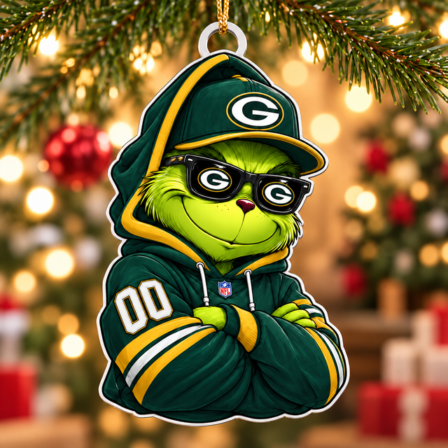 [SPECIAL OFFER] NEW CUSTOMIZED NFL08 GBP GREEN BAY PACKERS CHRISTMAS ACRYLIC ORNAMENT