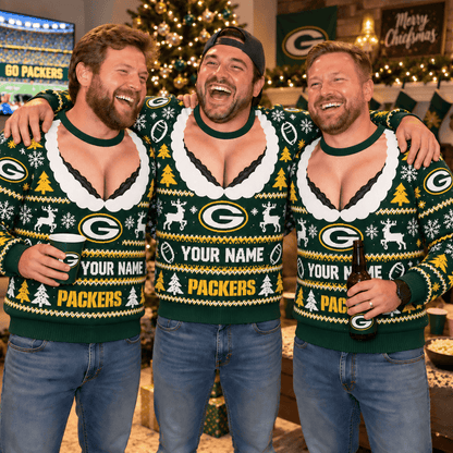 [SPECIAL OFFER] NEW CUSTOMIZED NFL08 GBP GREEN BAY PACKERS FUNNY CHRISTMAS UNISEX SWEATSHIRT