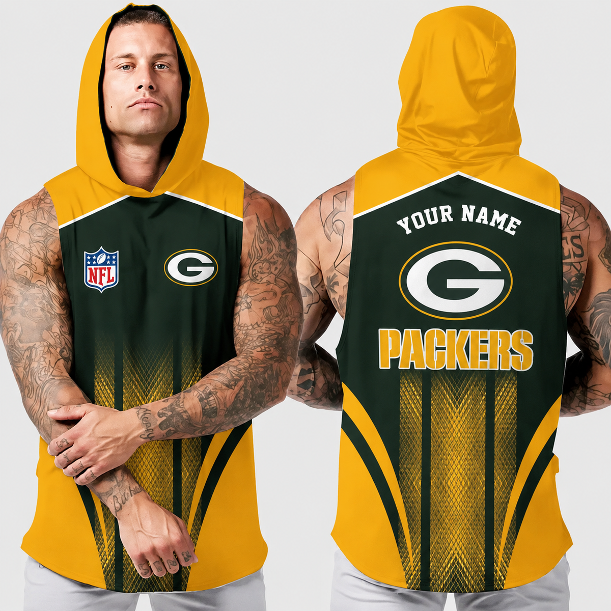 [SPECIAL OFFER] NEW CUSTOMIZED HOODED NFL08 GBP GREEN BAY PACKERS TANK TOP