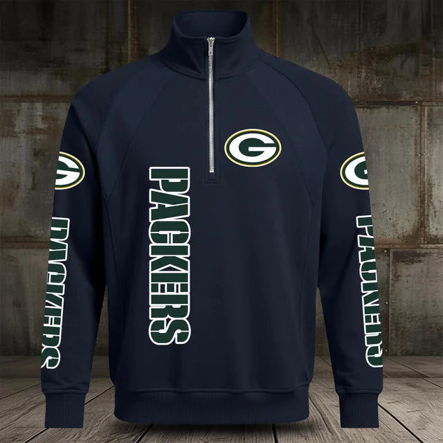 [SPECIAL OFFER] NEW CUSTOMIZED NFL08 GBP GREEN BAY PACKERS MEN'S MULTICOLOR QUARTER-ZIP PULLOVER