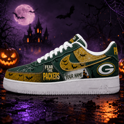 [SPECIAL OFFER] NEW CUSTOMIZED NFL08 GBP GREEN BAY PACKERS HALLOWEEN AF1 SHOES