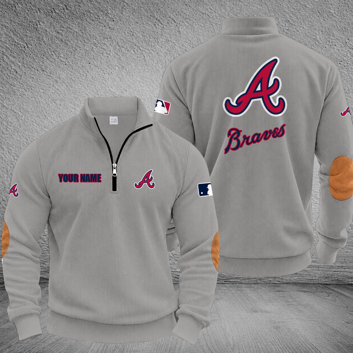 [FLASH SALE] NEW CUSTOMIZED MLB09 ABS ATLANTA BRAVES MULTICOLOR STRIPED QUATER ZIP SWEATSHIRT
