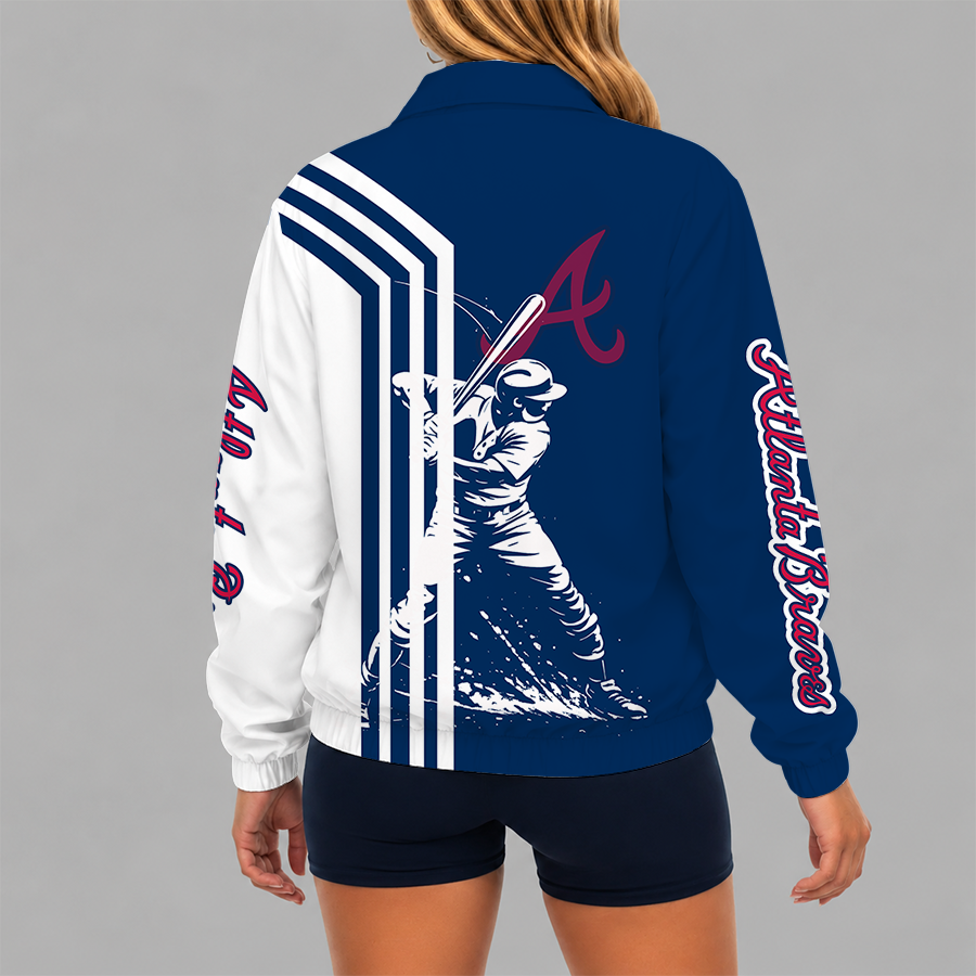 LIMITED EDITION - NEW CUSTOMIZED MLB09 ABS ATLANTA BRAVES V-NECK ZIPPER SWEATSHIRT JACKET