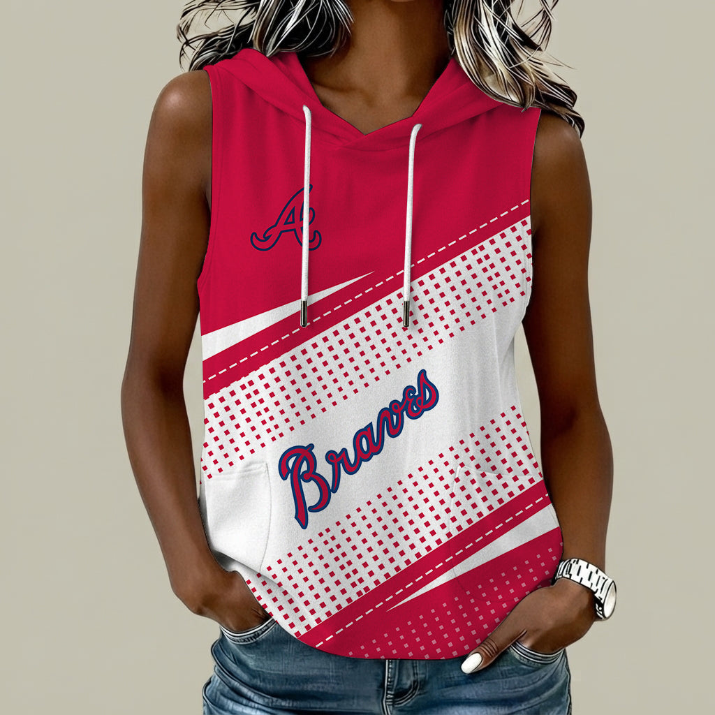 [FLASH SALE] NEW CUSTOMIZED MLB09 ABS ATLANTA BRAVES WOMEN'S SLEEVELESS HOODED POCKET TANK TOP