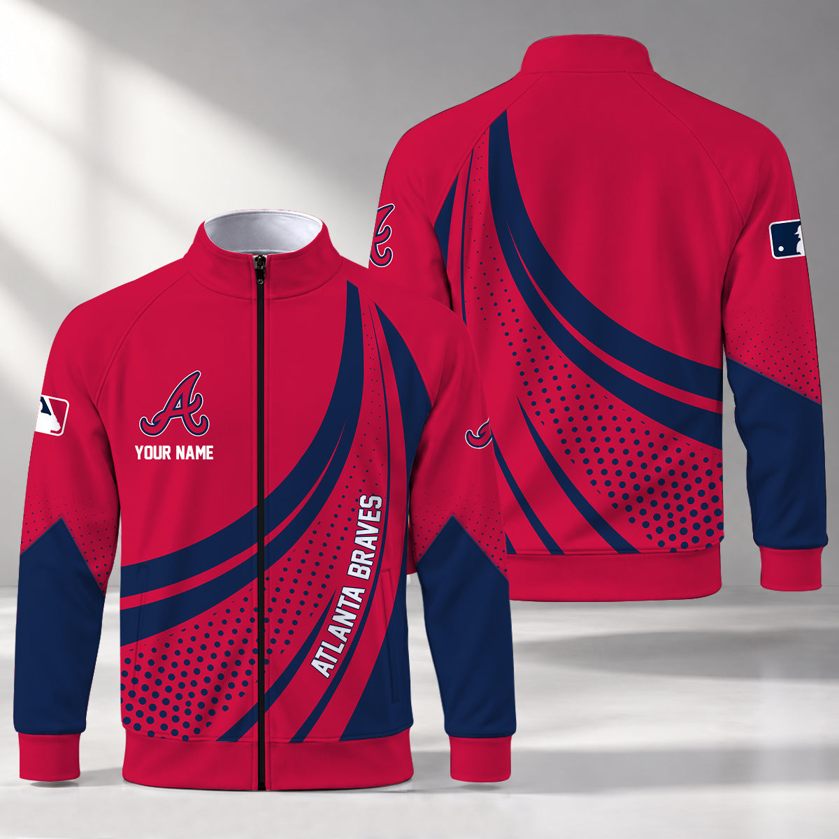 [FLASH SALE] NEW CUSTOMIZED MLB09 ABS ATLANTA BRAVES STAND COLLAR JACKET