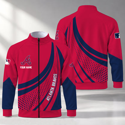 [FLASH SALE] NEW CUSTOMIZED MLB09 ABS ATLANTA BRAVES STAND COLLAR JACKET