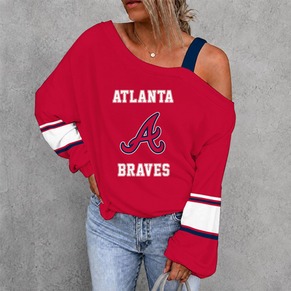 [FLASH SALE] NEW CUSTOMIZED MLB09 ABS ATLANTA BRAVES DROP SHOULDER SWEATSHIRT