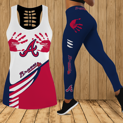 [FLASH SALE] NEW CUSTOMIZED MLB09 ABS ATLANTA BRAVES HOLLOW TANK TOP & LEGGINGS SET