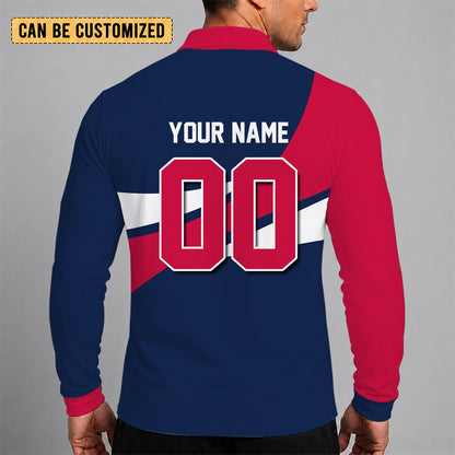 [FLASH SALE] NEW CUSTOMIZED MLB09 ABS ATLANTA BRAVES MEN'S LONG SLEEVE POLO