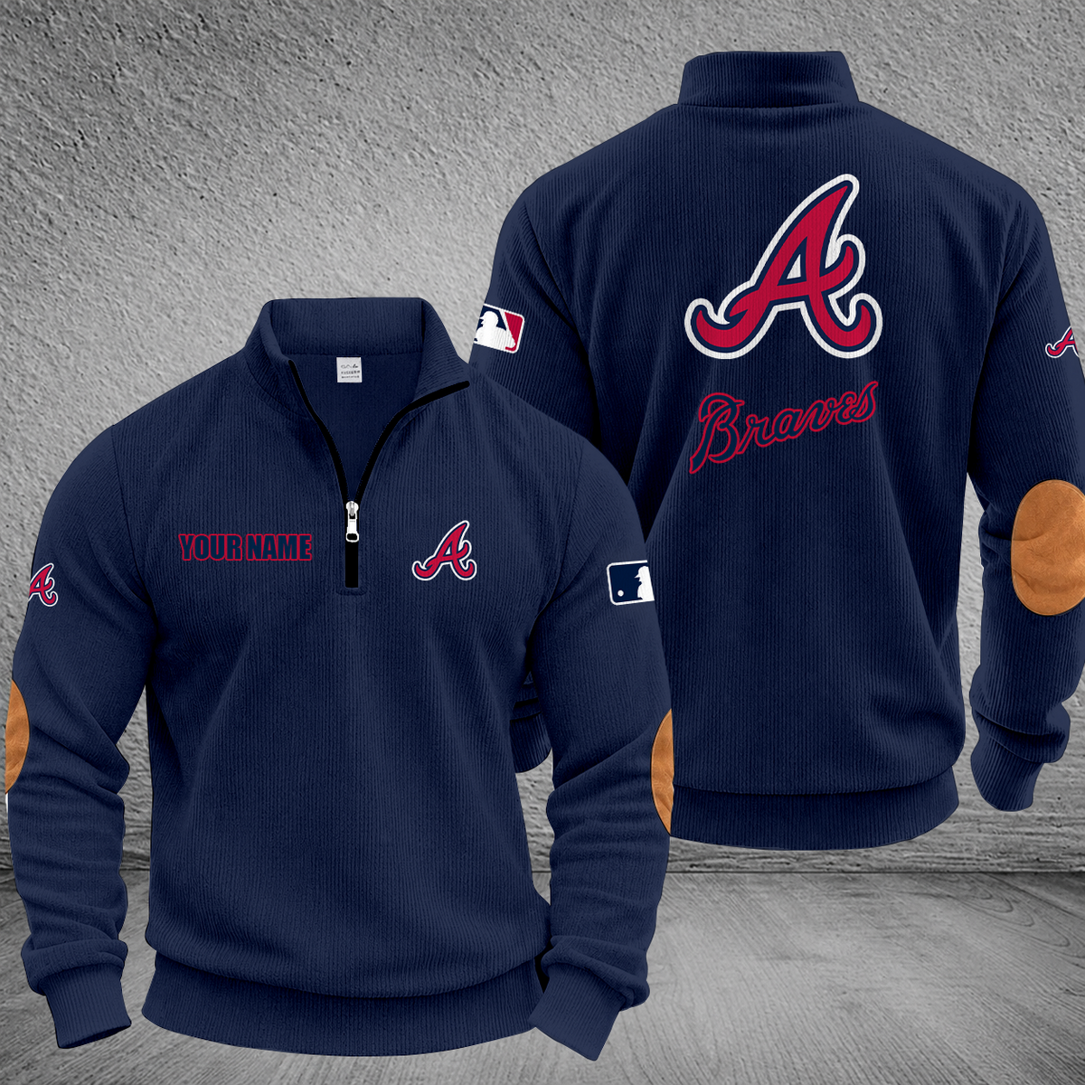 [FLASH SALE] NEW CUSTOMIZED MLB09 ABS ATLANTA BRAVES MULTICOLOR STRIPED QUATER ZIP SWEATSHIRT
