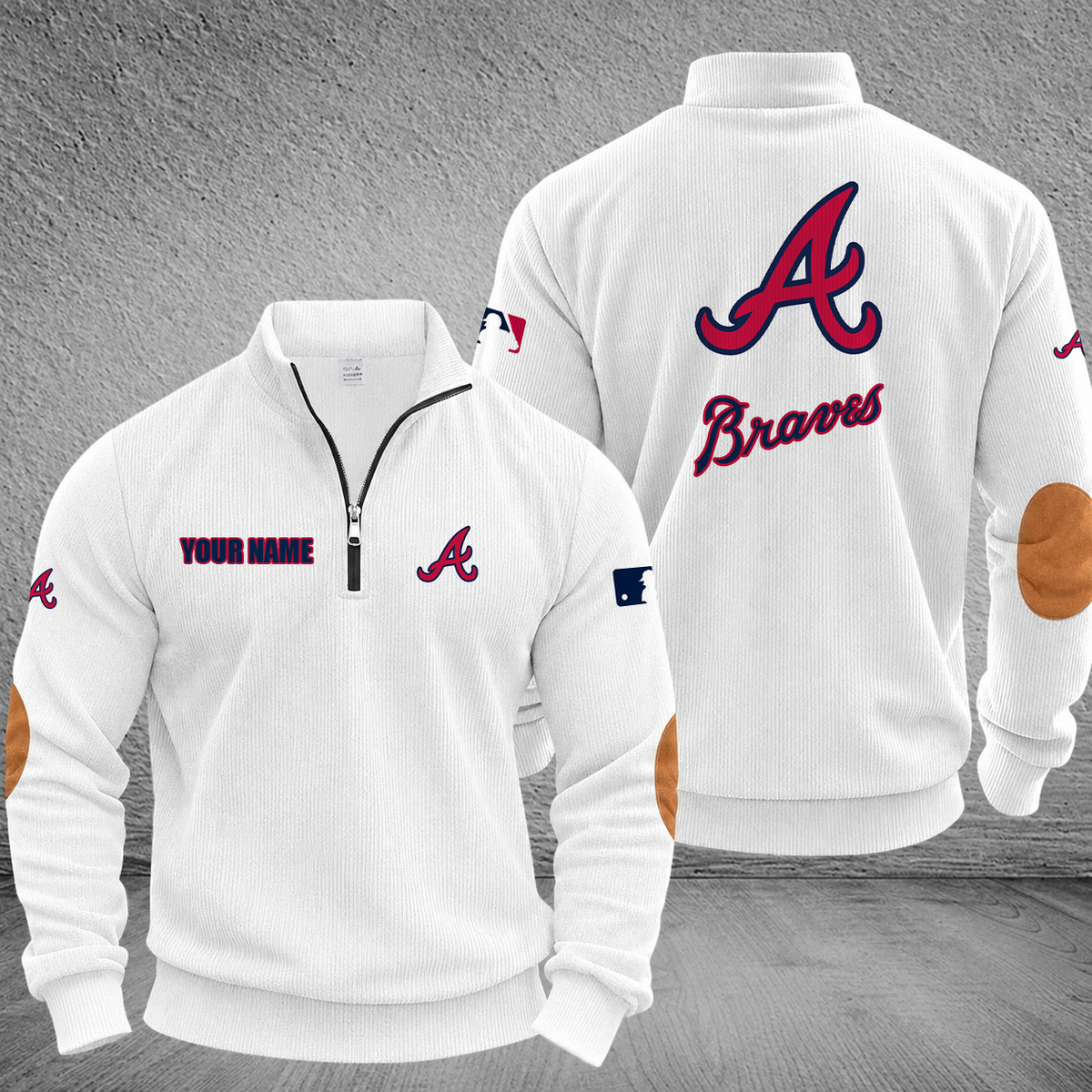 [FLASH SALE] NEW CUSTOMIZED MLB09 ABS ATLANTA BRAVES MULTICOLOR STRIPED QUATER ZIP SWEATSHIRT