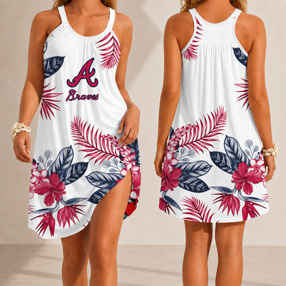 [FLASH SALE] NEW CUSTOMIZED MLB09 ABS ATLANTA BRAVES CAMISOLE DRESS