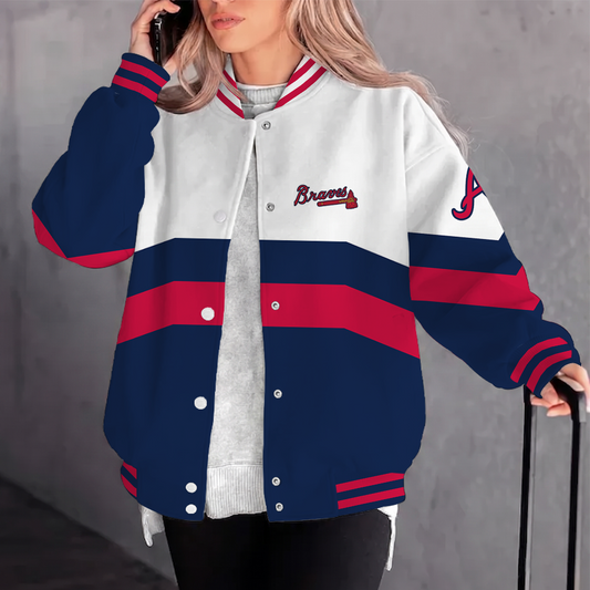 [FLASH SALE] NEW CUSTOMIZED MLB09 ABS ATLANTA BRAVES SATIN VARSITY & BASEBALL JACKET