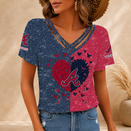 [FLASH SALE] NEW CUSTOMIZED MLB09 ABS ATLANTA BRAVES V-NECK SHIRT