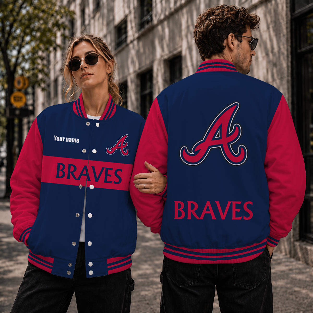 [FLASH SALE] NEW CUSTOMIZED MLB09 ABS ATLANTA BRAVES SATIN VARSITY & BASEBALL JACKET