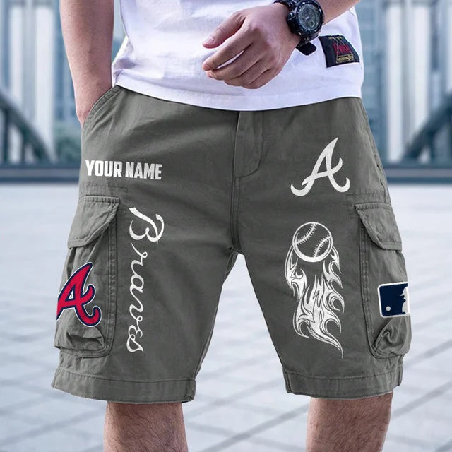 [FLASH SALE] NEW CUSTOMIZED MLB09 ABS ATLANTA BRAVES MEN'S CARGO SHORTS