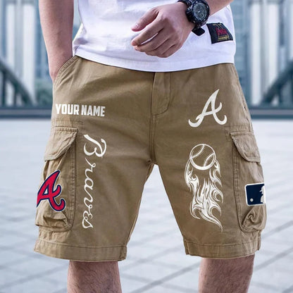 [FLASH SALE] NEW CUSTOMIZED MLB09 ABS ATLANTA BRAVES MEN'S CARGO SHORTS