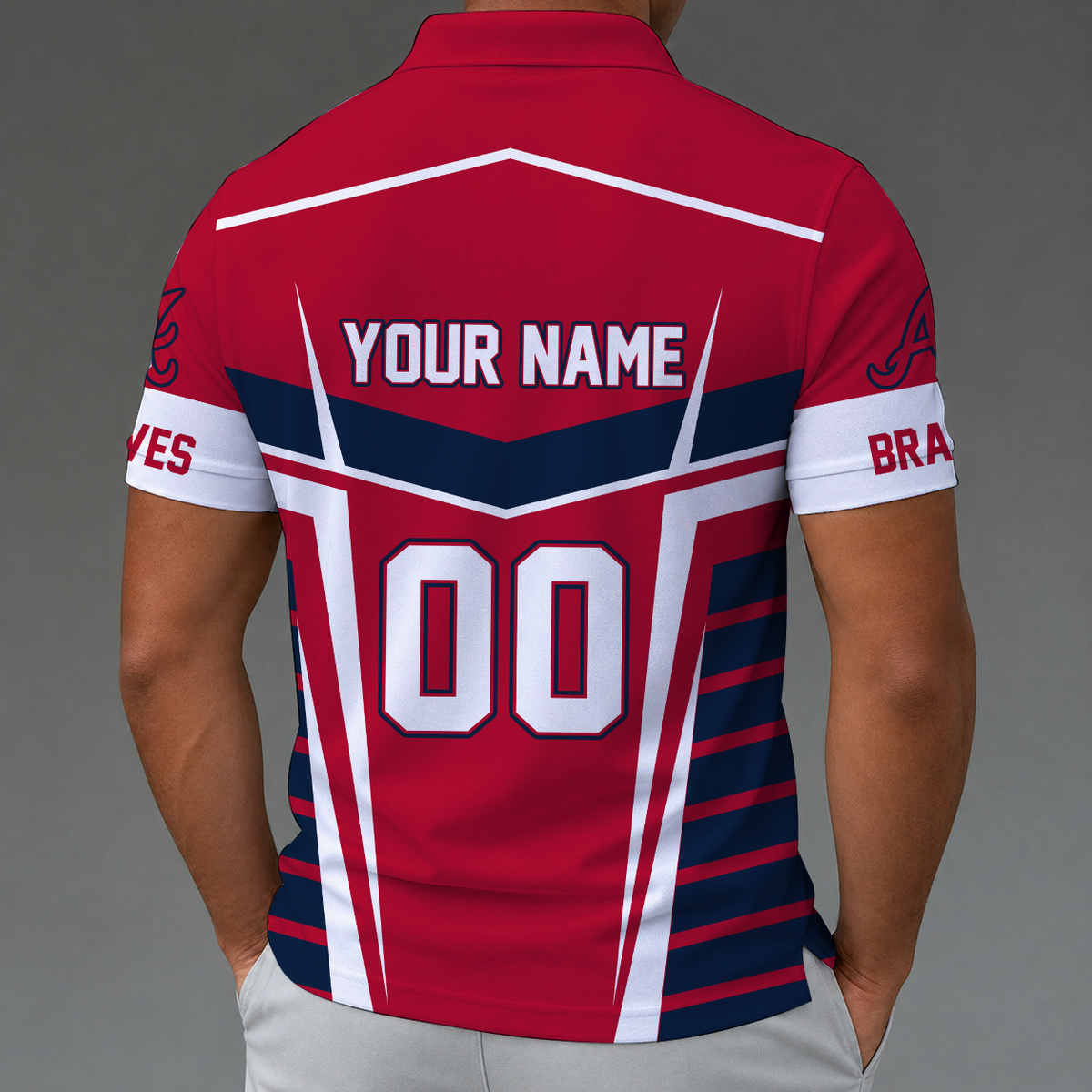 [FLASH SALE] NEW CUSTOMIZED MLB09 ABS ATLANTA BRAVES ZIP POLO SHIRT