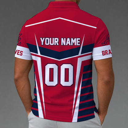 [FLASH SALE] NEW CUSTOMIZED MLB09 ABS ATLANTA BRAVES ZIP POLO SHIRT