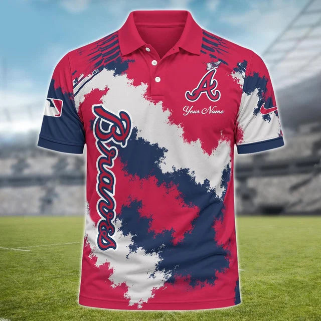 [FLASH SALE] NEW CUSTOMIZED MLB09 ABS ATLANTA BRAVES MULTICOLOR POLO SHIRT