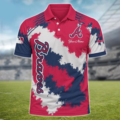 [FLASH SALE] NEW CUSTOMIZED MLB09 ABS ATLANTA BRAVES MULTICOLOR POLO SHIRT