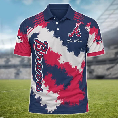 [FLASH SALE] NEW CUSTOMIZED MLB09 ABS ATLANTA BRAVES MULTICOLOR POLO SHIRT