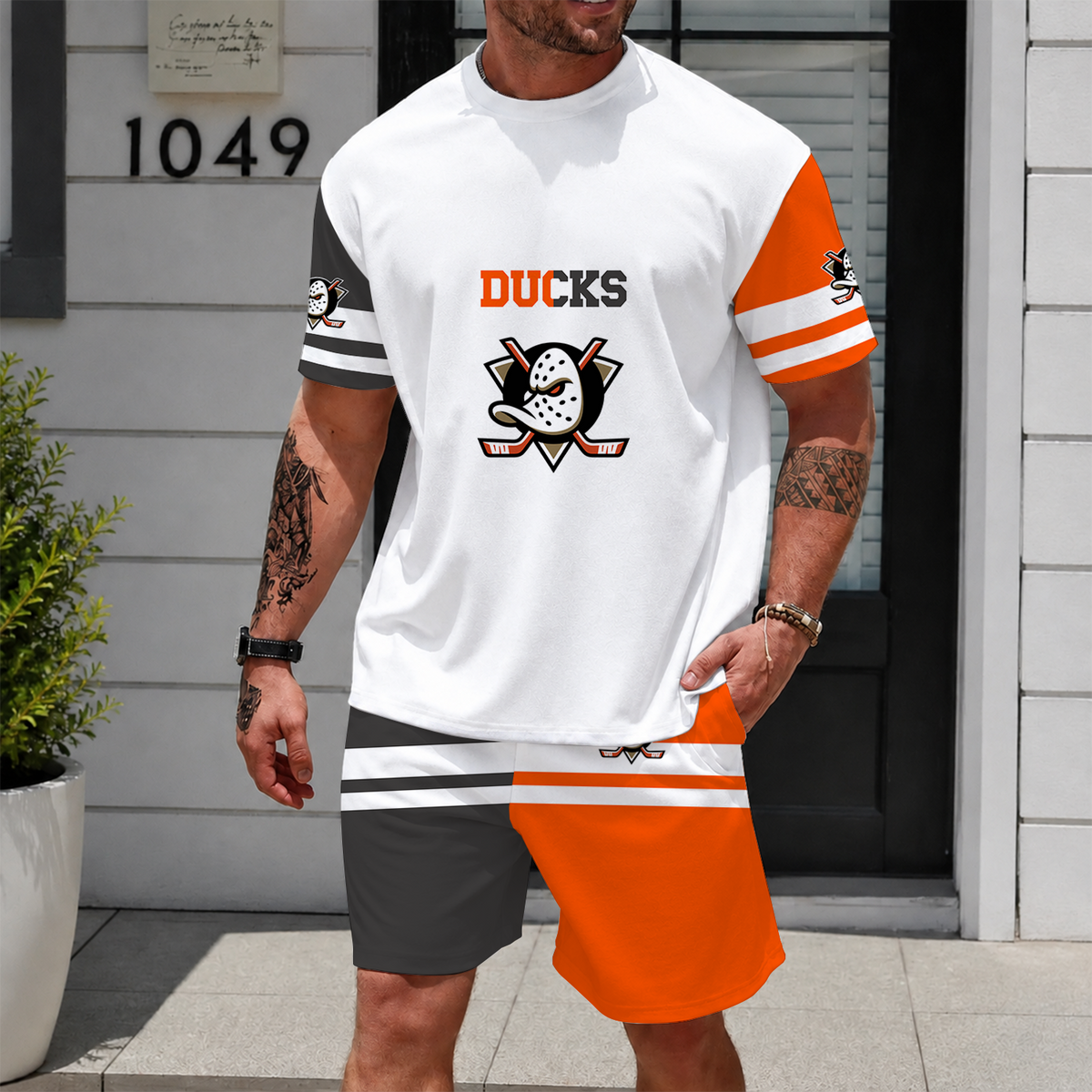 [SUPER SALE] NEW CUSTOMIZED NHL09 AHD ANAHEIM DUCKS UNISEX T-SHIRT & SHORTS SET