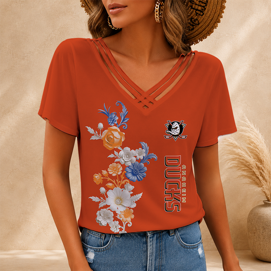 [SUPER SALE] NEW CUSTOMIZED NHL09 AHD ANAHEIM DUCKS V-NECK SHIRT