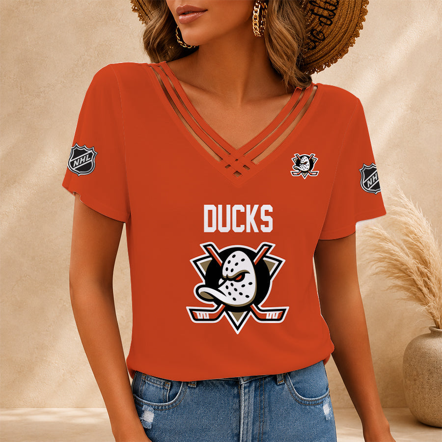 [SUPER SALE] NEW CUSTOMIZED NHL09 AHD ANAHEIM DUCKS V-NECK SHIRT