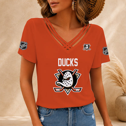 [SUPER SALE] NEW CUSTOMIZED NHL09 AHD ANAHEIM DUCKS V-NECK SHIRT