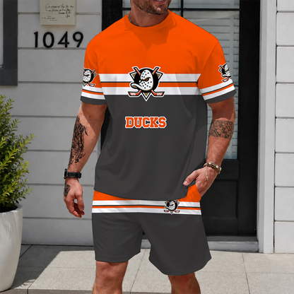 [SUPER SALE] NEW CUSTOMIZED NHL09 AHD ANAHEIM DUCKS UNISEX T-SHIRT & SHORTS SET
