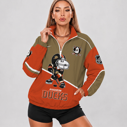 [SUPER SALE] NEW CUSTOMIZED NHL09 AHD ANAHEIM DUCKS V-NECK ZIPPER SWEATSHIRT JACKET