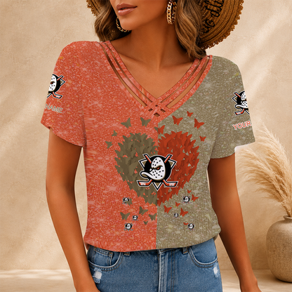 [SUPER SALE] NEW CUSTOMIZED NHL09 AHD ANAHEIM DUCKS V-NECK SHIRT