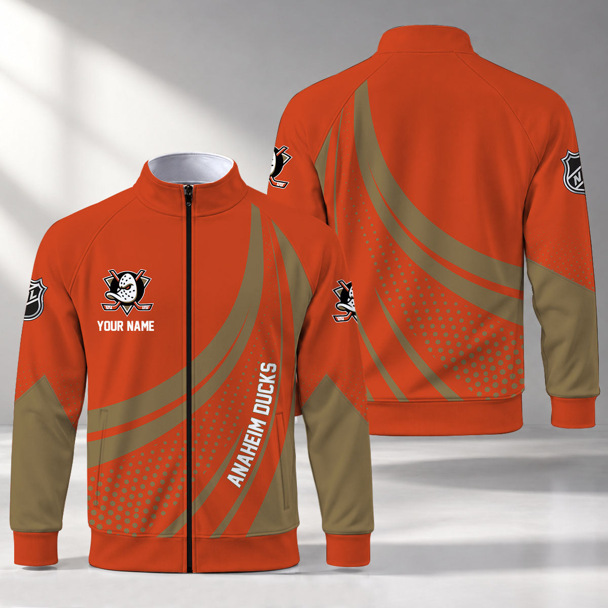 [SUPER SALE] NEW CUSTOMIZED NHL09 AHD ANAHEIM DUCKS STAND COLLAR JACKET
