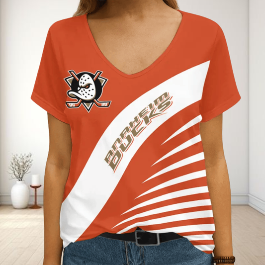 [SUPER SALE] NEW CUSTOMIZED NHL09 AHD ANAHEIM DUCKS V-NECK FEMALE SHIRT