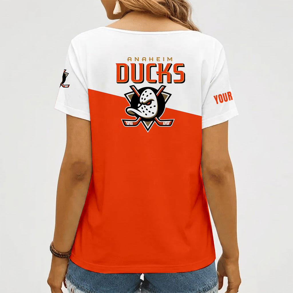 [SUPER SALE] NEW CUSTOMIZED NHL09 AHD ANAHEIM DUCKS V-NECK FEMALE SHIRT