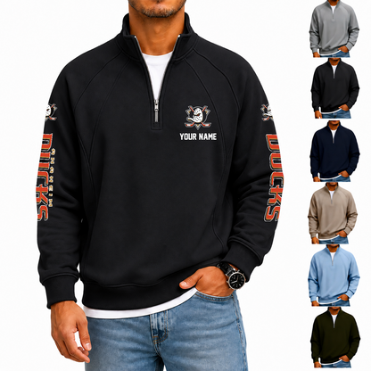 [SUPER SALE] NEW CUSTOMIZED NHL09 AHD ANAHEIM DUCKS MEN'S QUARTER ZIP PULLOVER