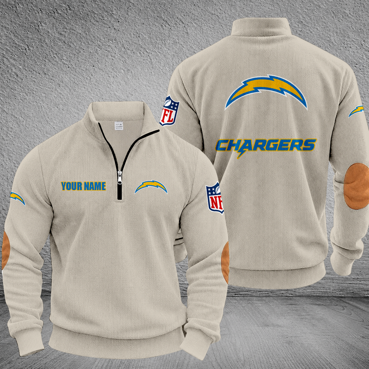 [SPECIAL OFFER] NEW CUSTOMIZED NFL09 LAC LOS ANGELES CHARGERS MULTICOLOR STRIPED QUATER ZIP SWEATSHIRT