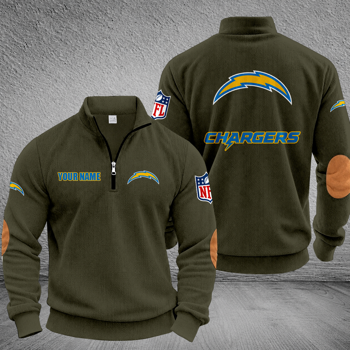 [SPECIAL OFFER] NEW CUSTOMIZED NFL09 LAC LOS ANGELES CHARGERS MULTICOLOR STRIPED QUATER ZIP SWEATSHIRT