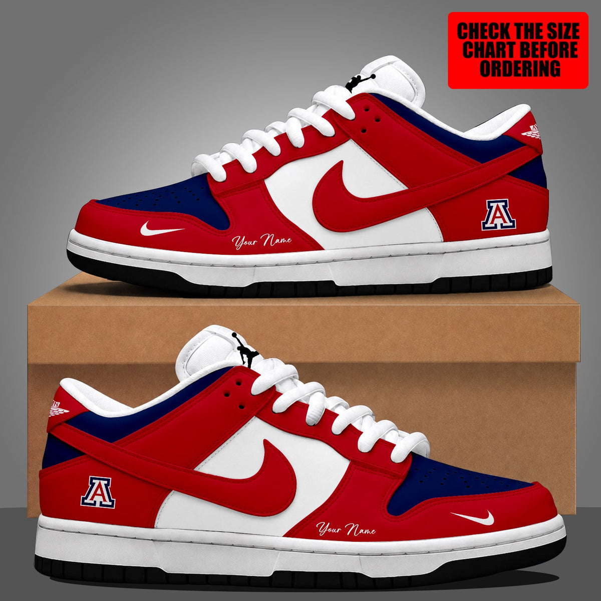 [FAN FAVORITE] NEW CUSTOMIZED NCAA MAM09 ARW ARIZONA WILDCATS STRAPPY DUNK LOW SHOES