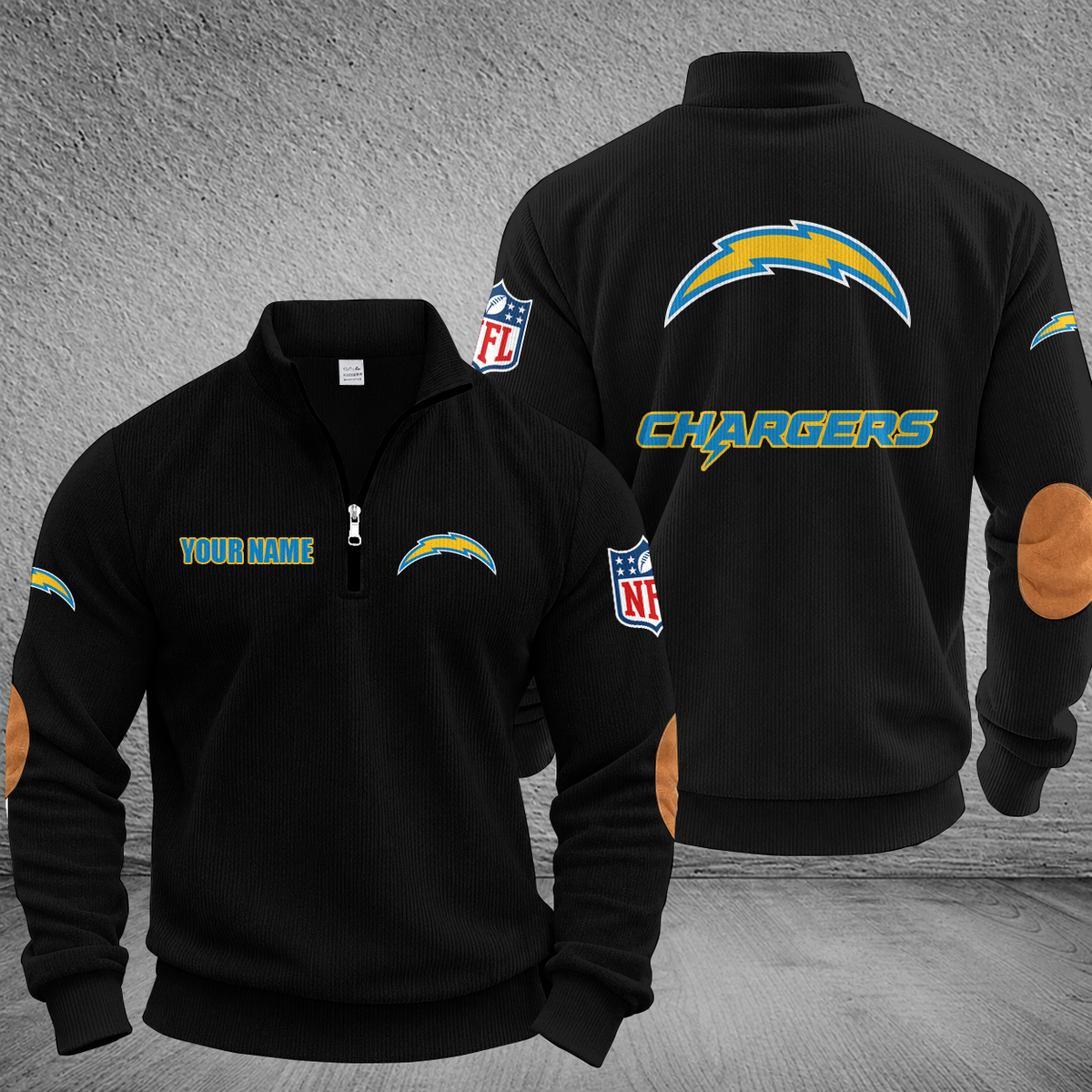 [SPECIAL OFFER] NEW CUSTOMIZED NFL09 LAC LOS ANGELES CHARGERS MULTICOLOR STRIPED QUATER ZIP SWEATSHIRT