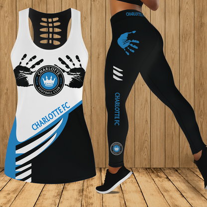 [FAN EXCLUSIVE] NEW CUSTOMIZED MLS09 CLF CHARLOTTE FC HOLLOW TANK TOP & LEGGINGS SET